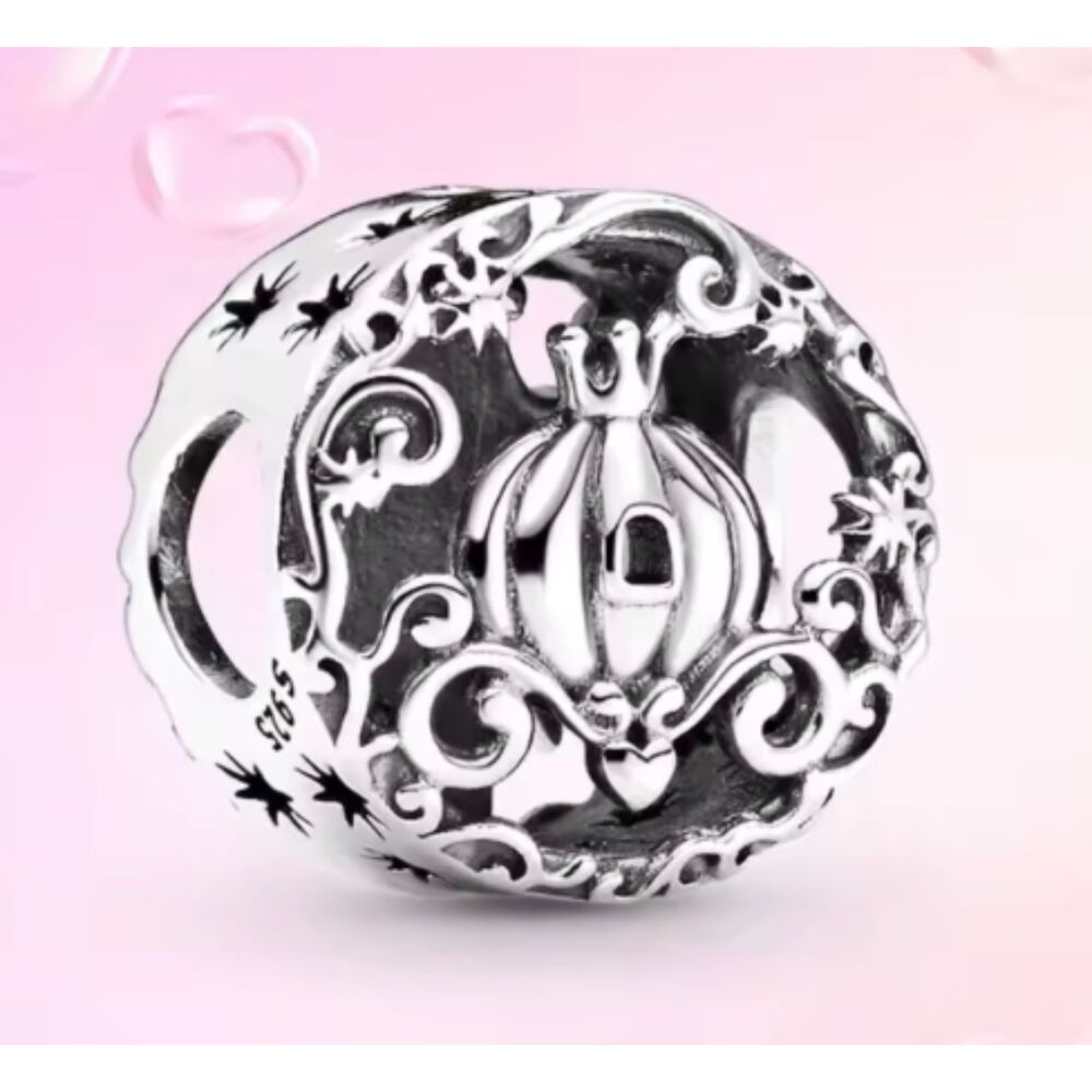 NWOT Cinderella Midnight Pumpkin Disney x Pandora FIT Silver Charm